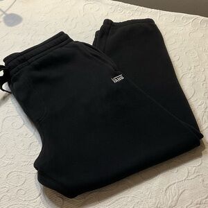 Vans Black Fleece Jogger Pants with Small Logo Relaxed Fit Medium
